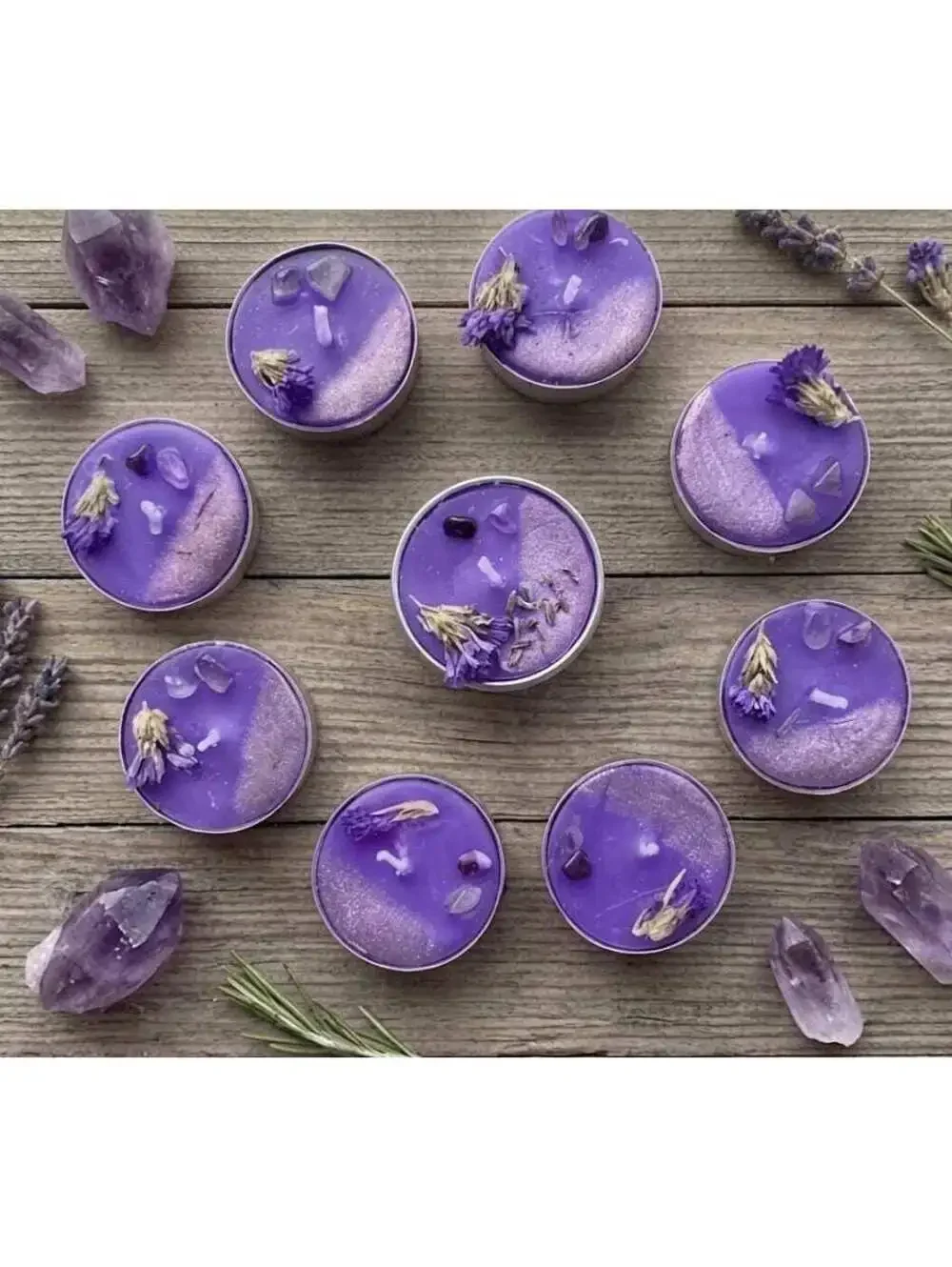 Amethyst Tealight Candles, Lavender Scent, Ritual Candles